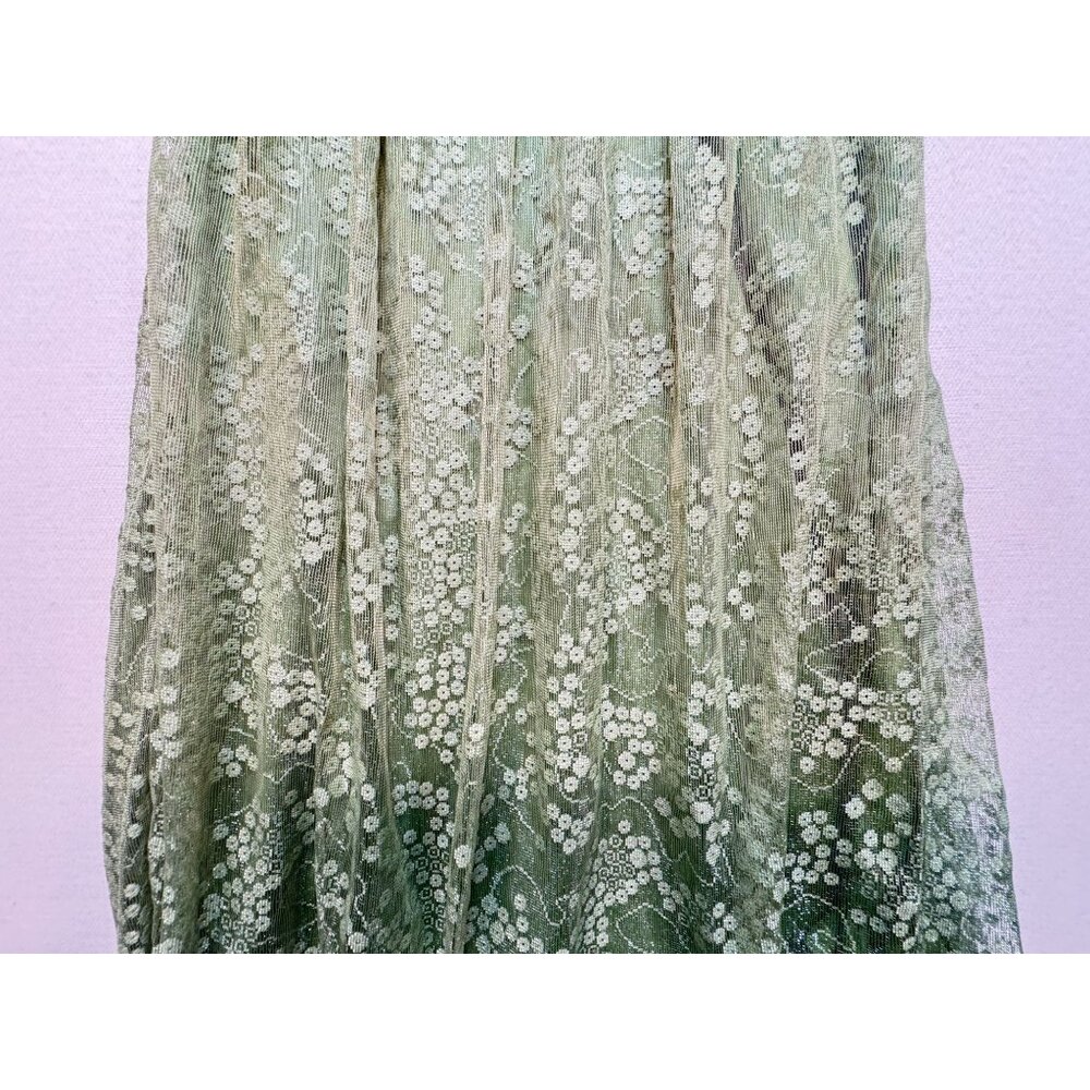 Womens Cottagecore Countryside Midi Dress Size M Green White Flower - Picture 8 of 14